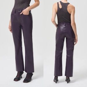 Agolde Recycled Leather 90's Pinch Waist Pants in Nightshade